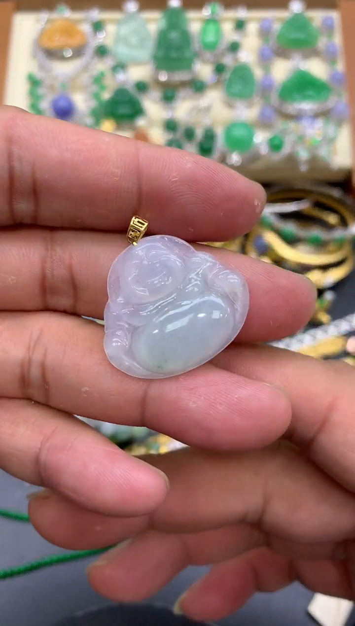 翡翠18K金镶嵌颈饰148-中国好珍宝