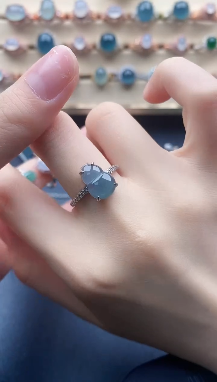 翡翠戒指银S925镶嵌一物一证一礼盒