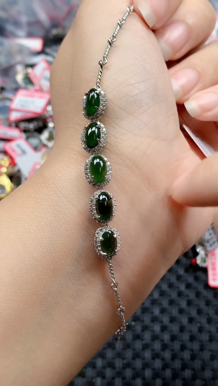 银S925镶嵌戒指翡翠天然A货缅甸翡翠