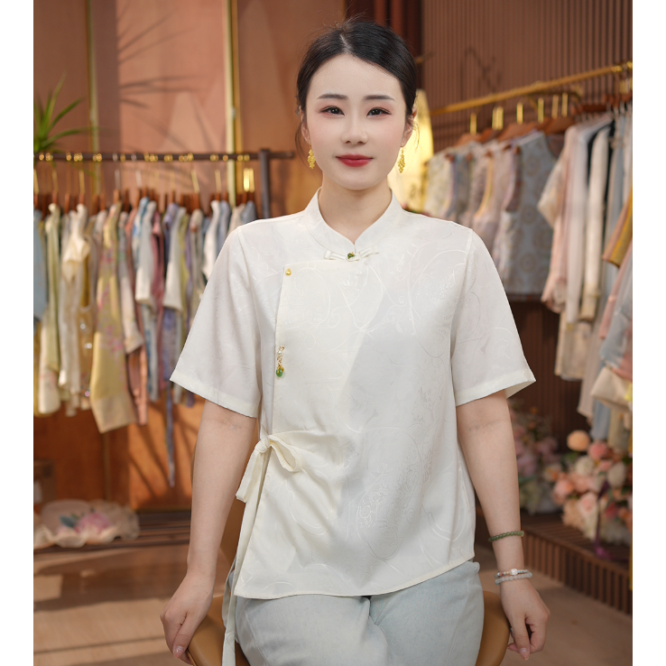 《 雾拢青山-短袖》新中式提花国风时尚休闲品质短袖上衣