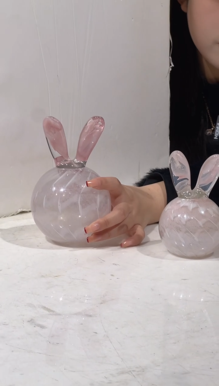 【闪购商品】琉璃粉色兔子一对