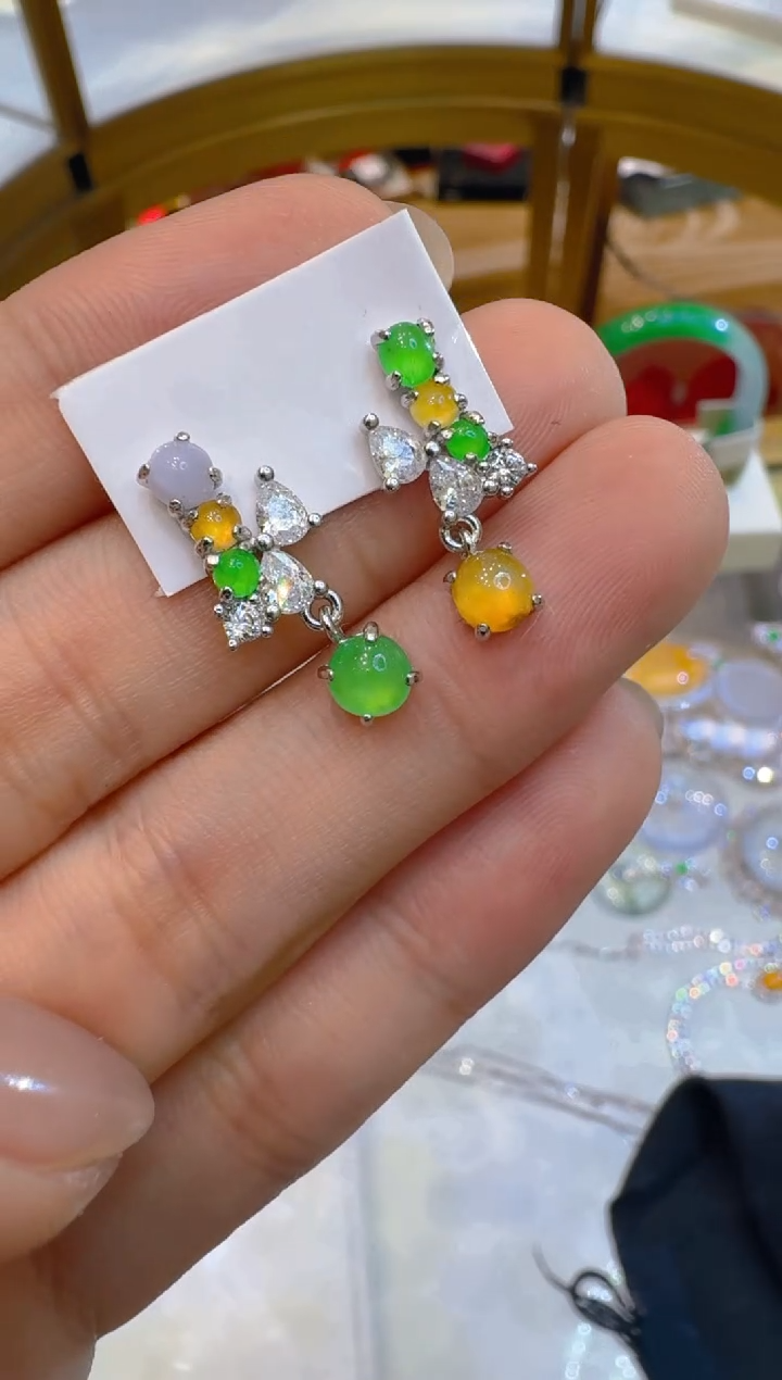 银S925镶嵌翡翠耳饰多样性团购发一件