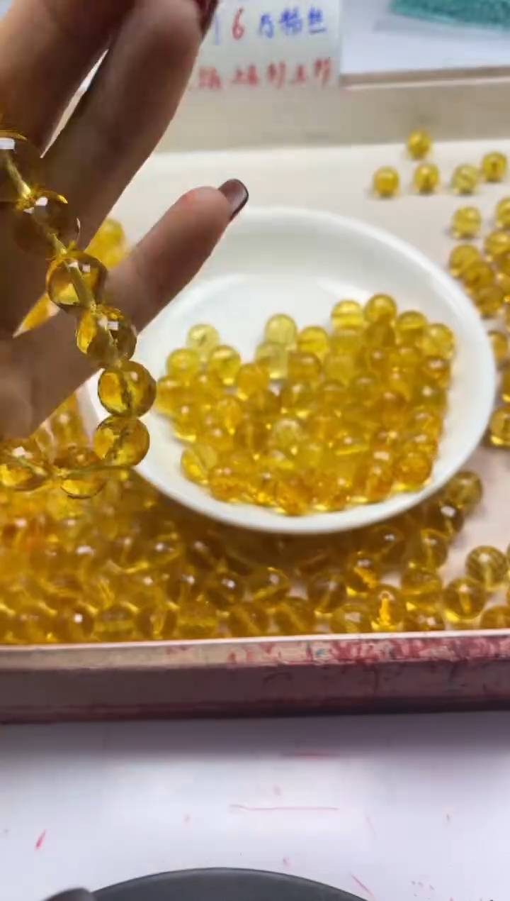 【闪购商品】水晶颈饰未镶嵌w123黄水晶切面10mm*10颗