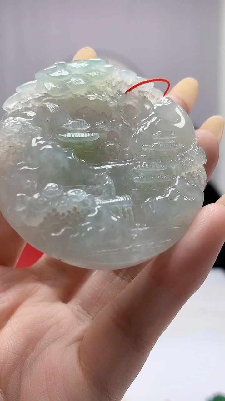 【闪购商品】定制翡翠未镶嵌5060DD-毛货挂件山水113