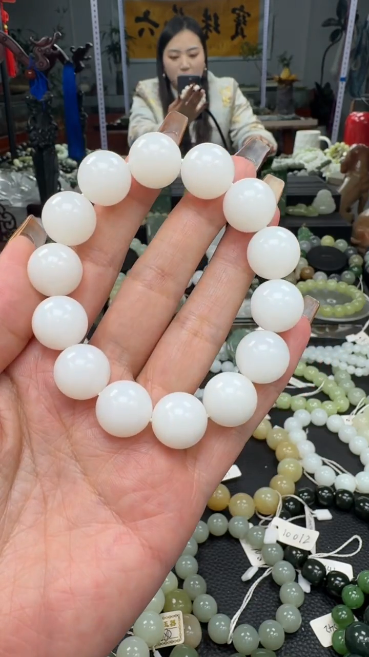 未镶嵌手串和田玉新疆天泰白玉卡15