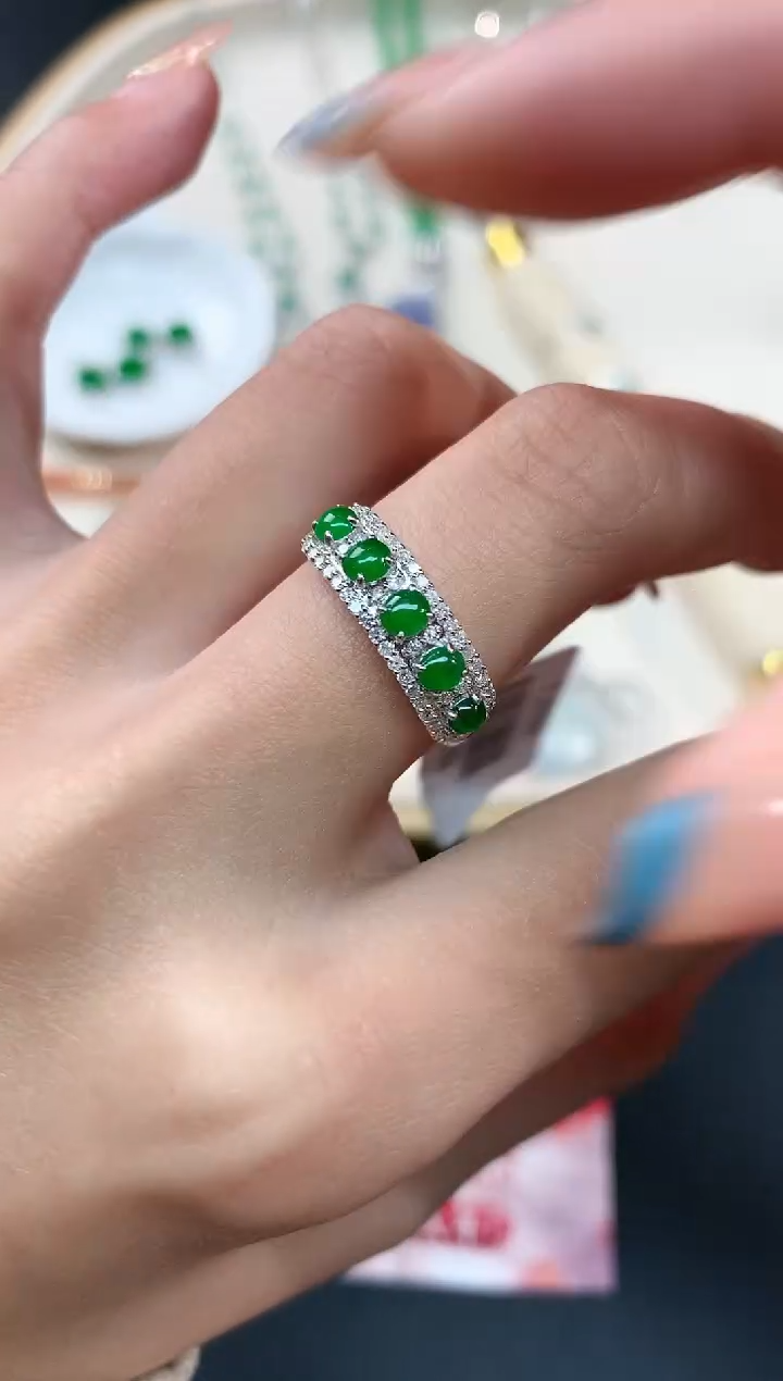 【闪购商品】翡翠戒指18K金镶嵌戒指A113|7800