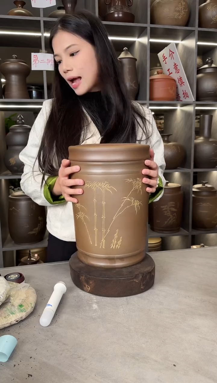 【闪购商品】罐本陶手作泥兴陶5-6斤装茶叶罐手工痕迹