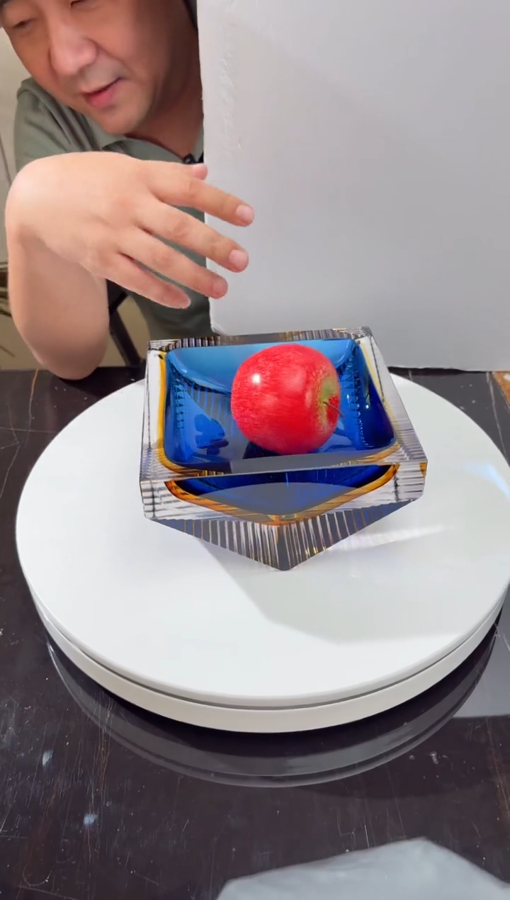 摆件CS0101004宝石蓝金色阶梯果碗摆件