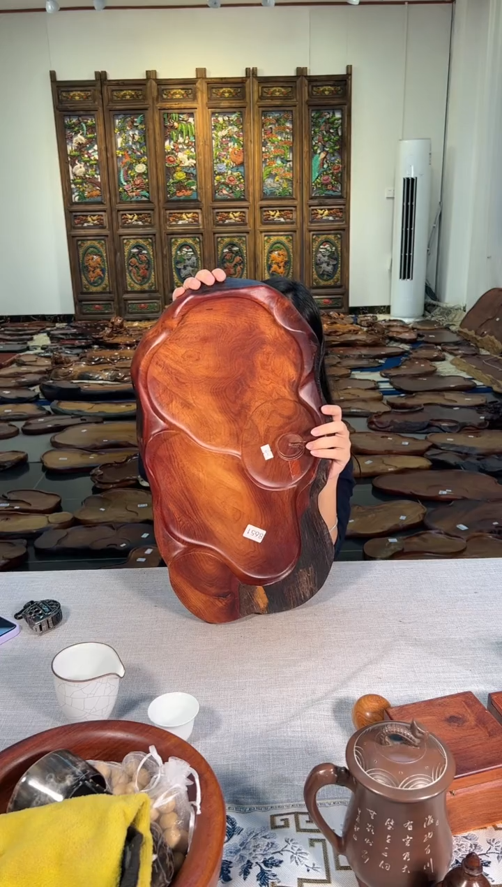 【闪购商品】大果紫檀（缅甸花梨）茶盘8651