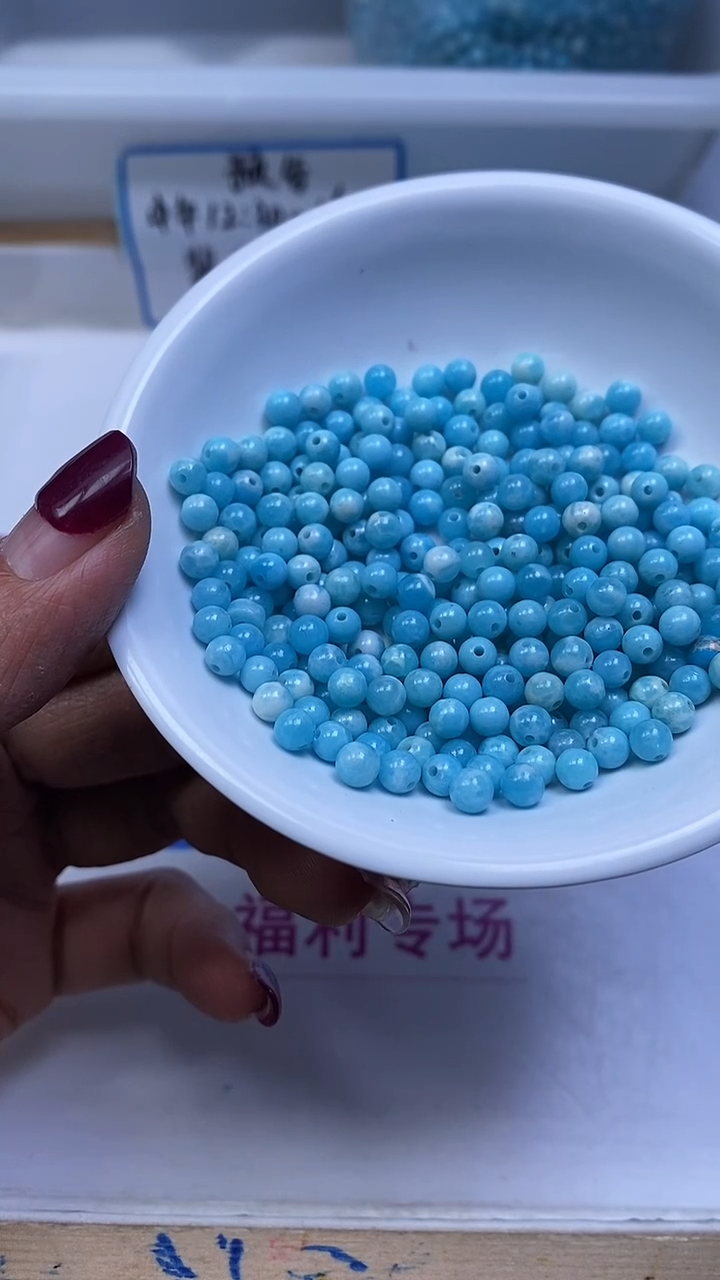 未镶嵌散珠玛瑙/玉髓C753 海 纹 石4mm100个8.8元