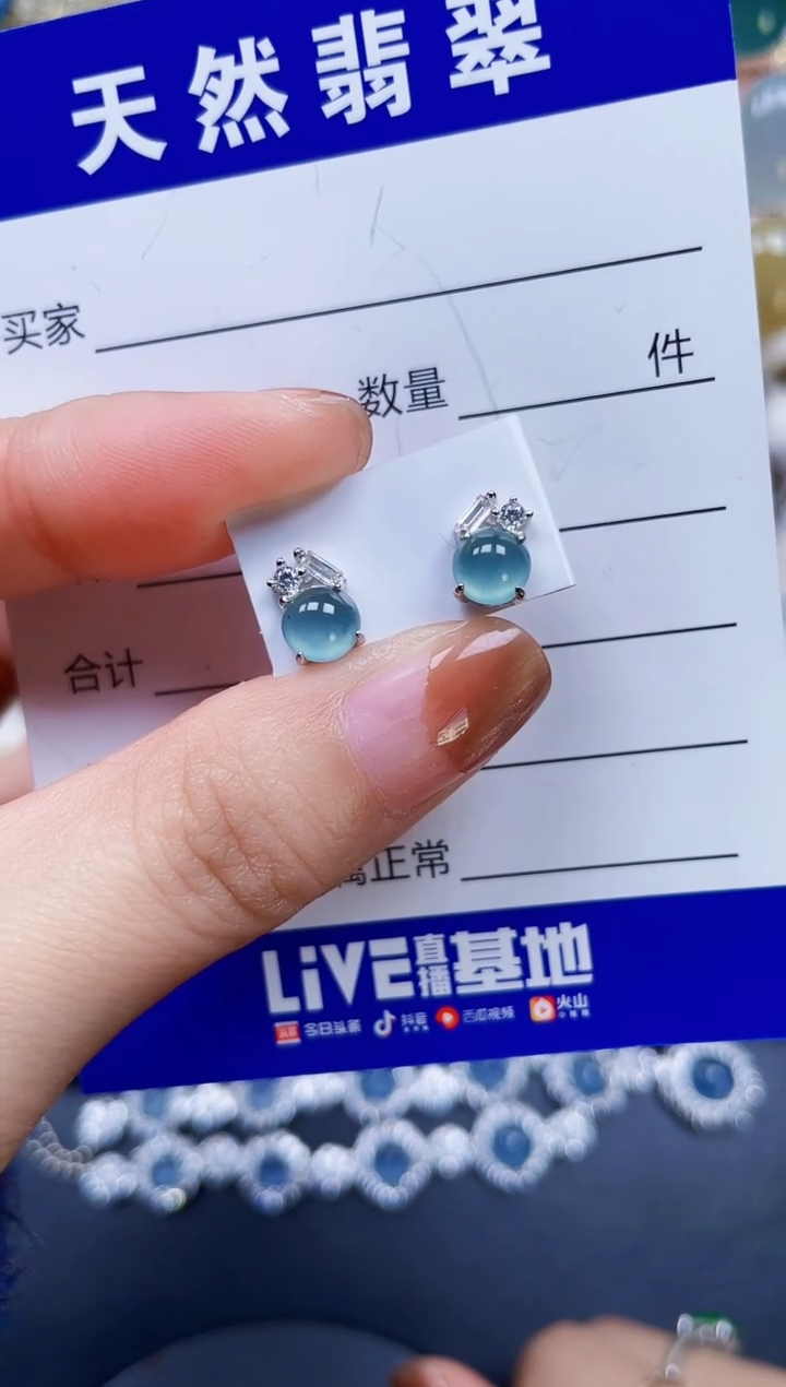 银S925镶嵌翡翠耳饰242