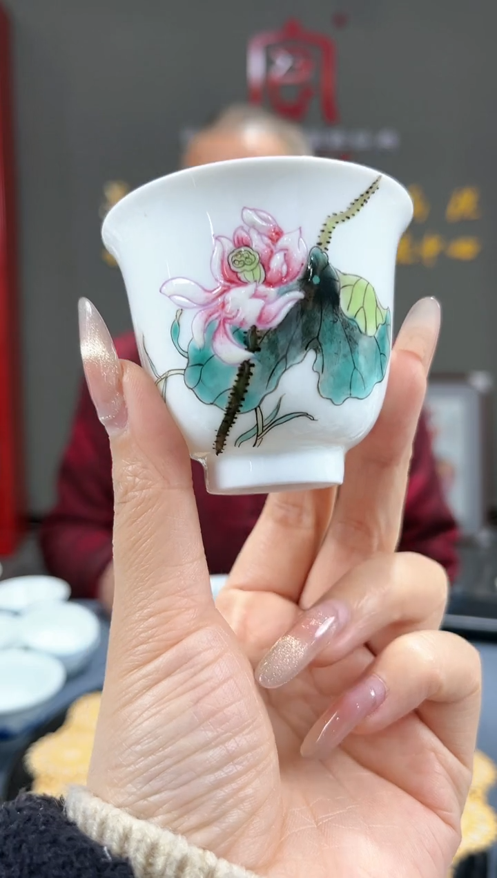 【闪购商品】官窑瓷画院425官窑瓷画院荷花铃铛杯
