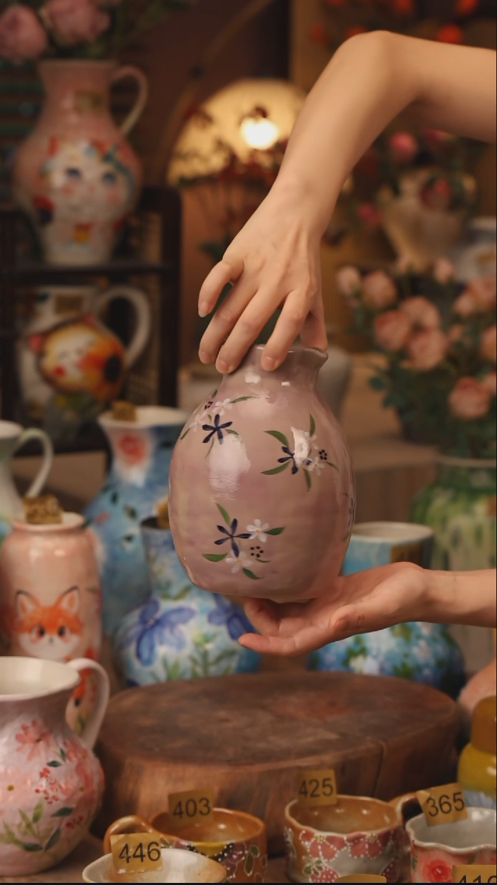 陶瓷407景德镇设计师手作花器摆件侘寂风
