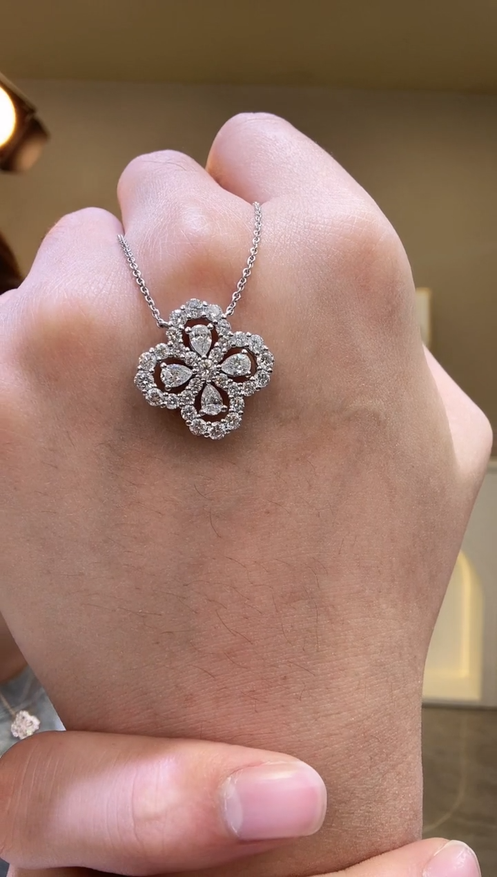 铂Pt950镶嵌项链实验室培育钻石lo项链铂金