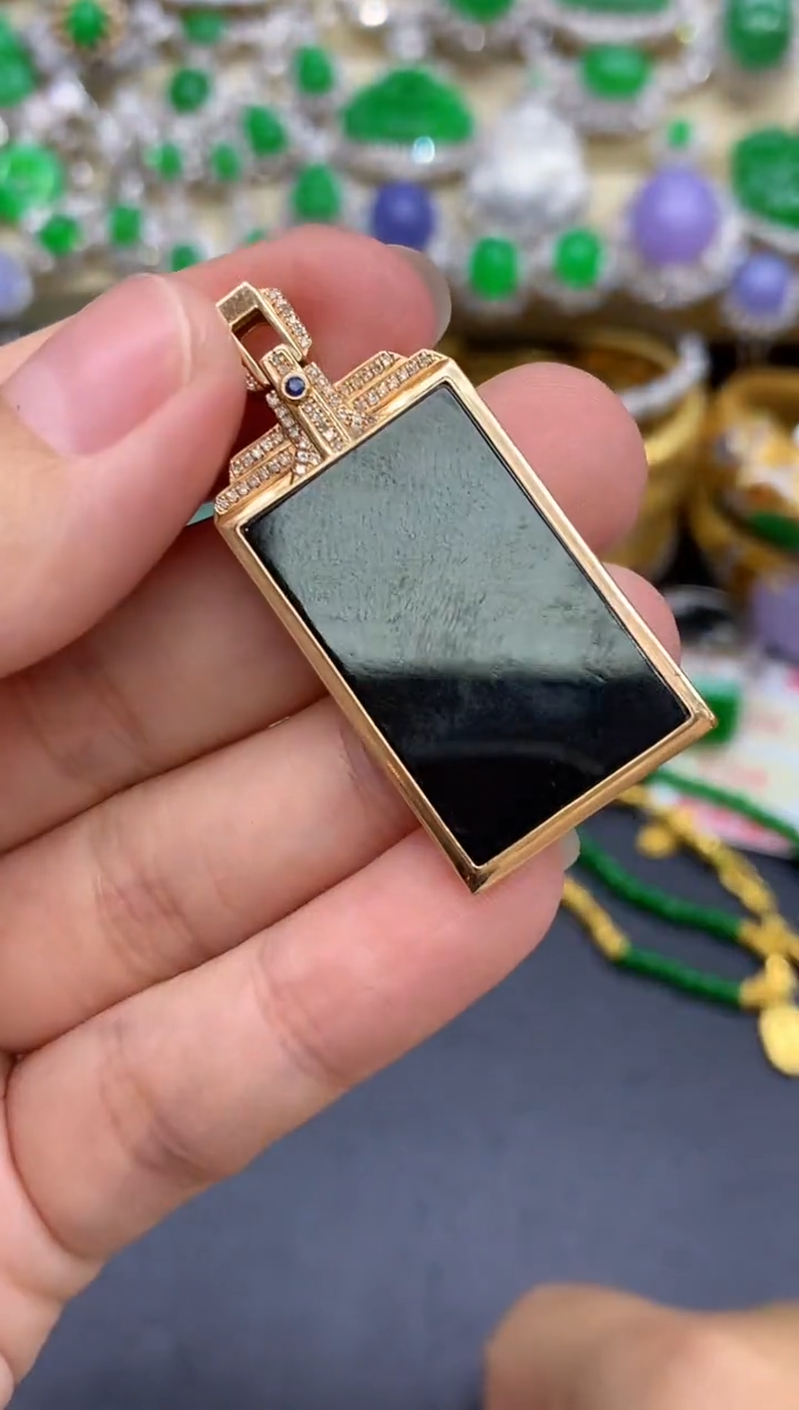 颈饰18K金镶嵌翡翠388-中国好珍宝