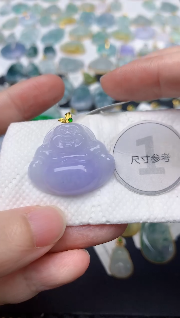 颈饰18K金镶嵌翡翠天然缅甸A货翡翠