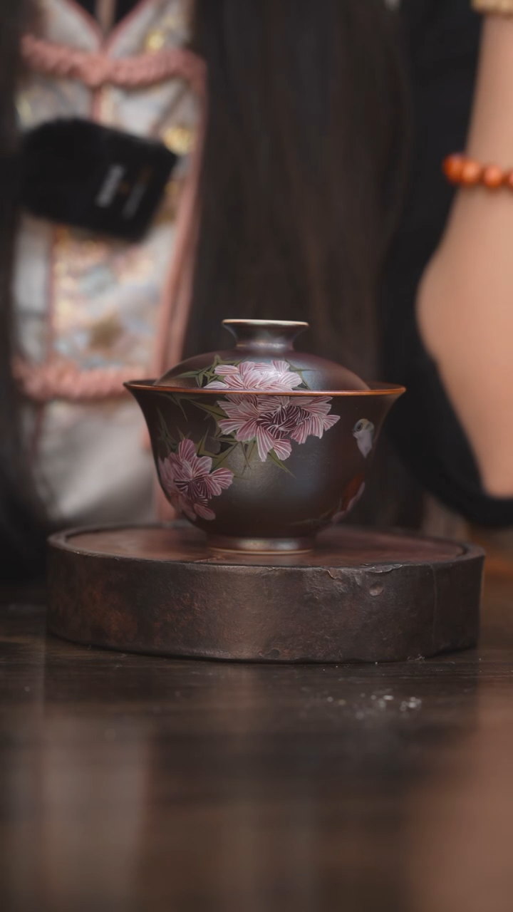 【闪购商品】杯110柴房陶瓷丨窑宝花鸟盖碗