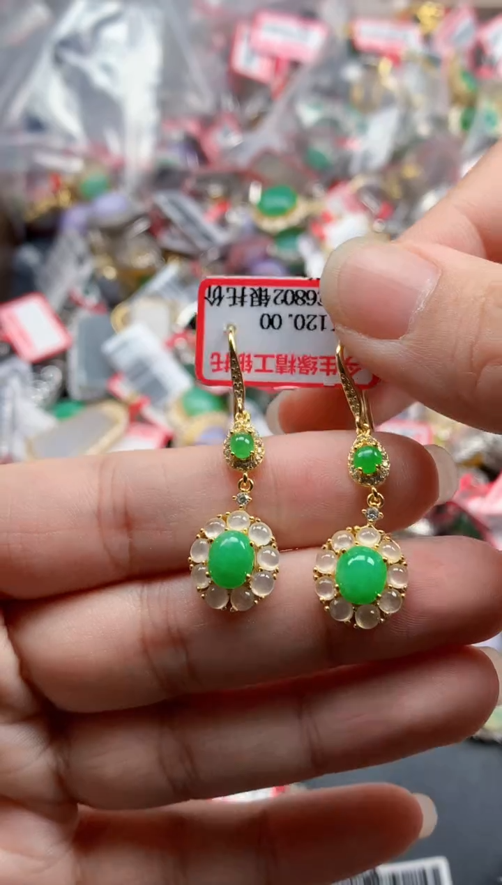 银S925镶嵌戒指翡翠天然A货缅甸翡翠