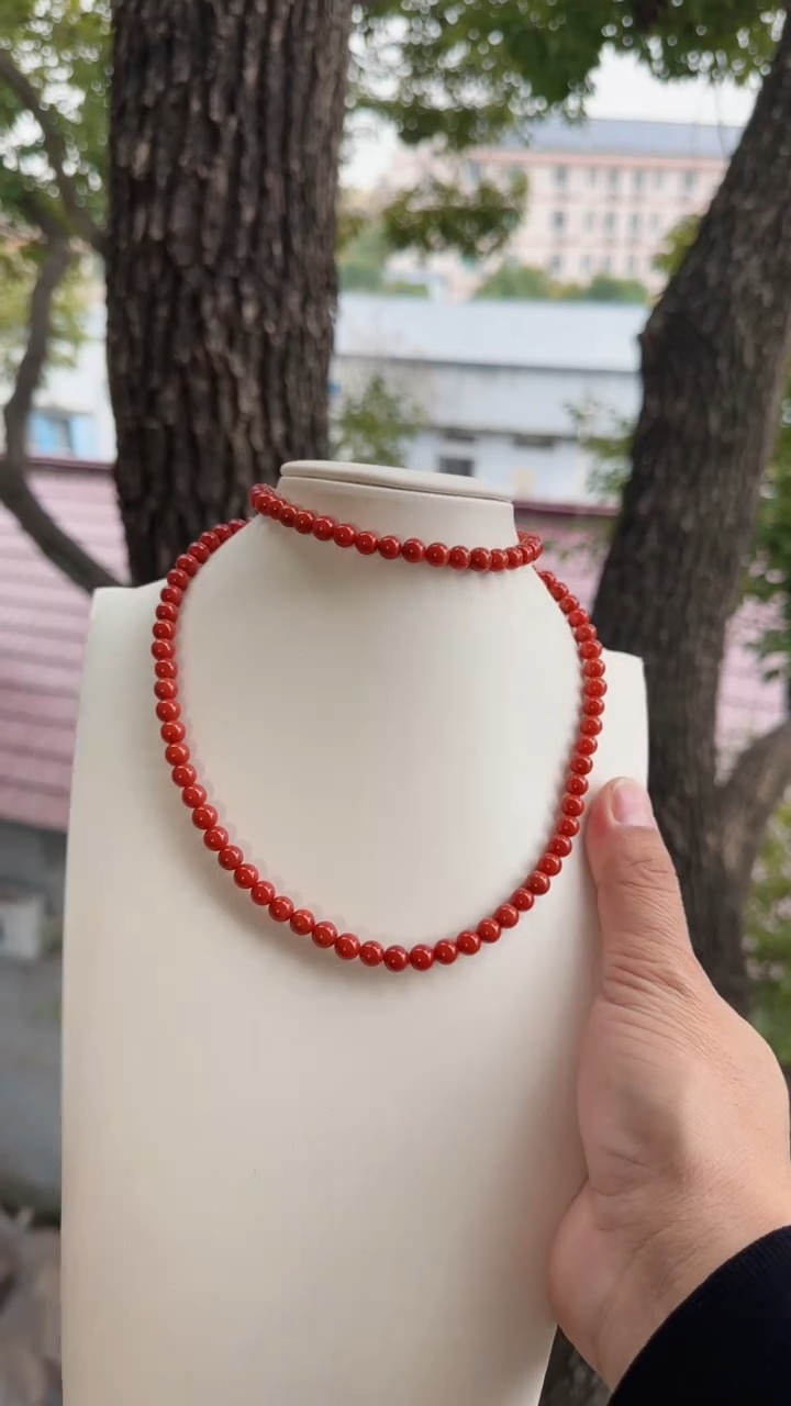 未镶嵌多样性发一件南红玛瑙【高货】锦红6mm保山圆珠单圈 