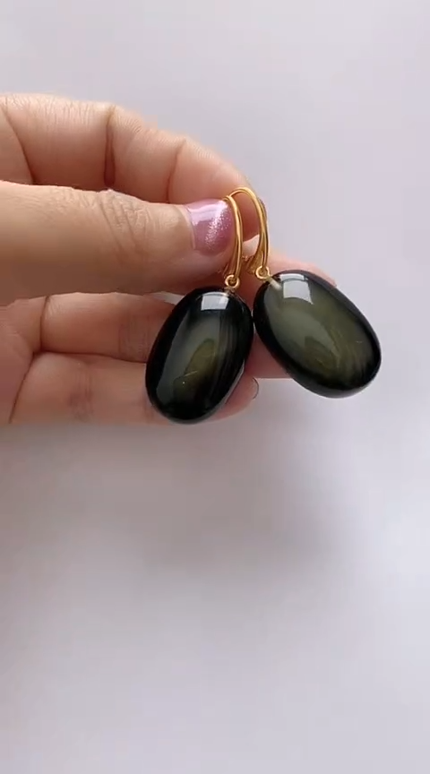 【闪购商品】琥珀裸石银S925镶嵌琥珀耳坠