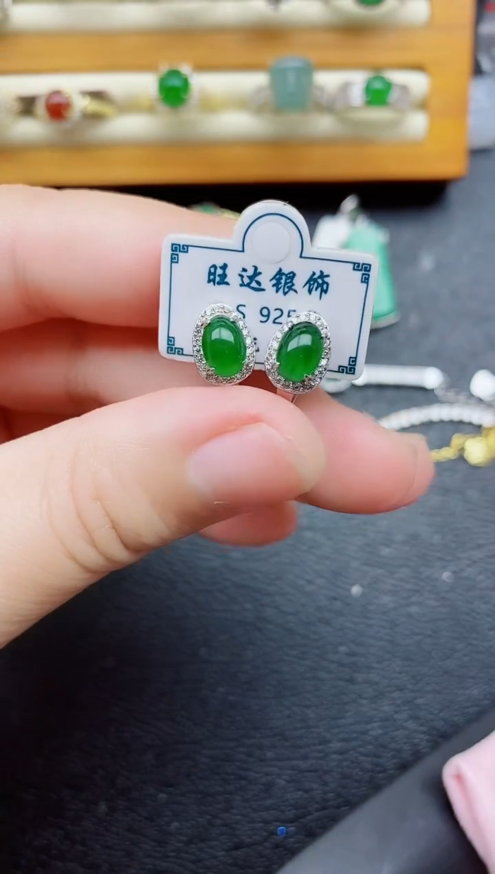 银S925镶嵌戒指翡翠1