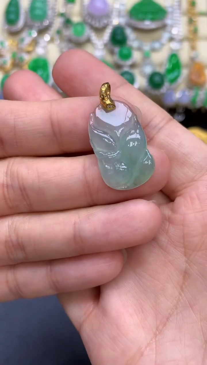 颈饰18K金镶嵌翡翠112-中国好珍宝