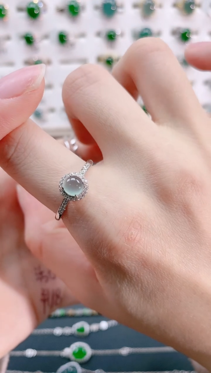 【闪购商品】翡翠戒指银S925镶嵌天然翡翠