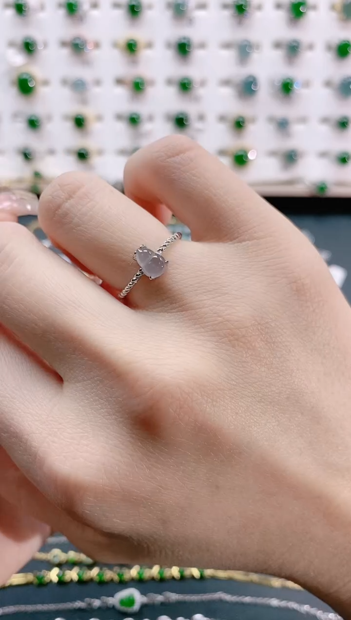 【闪购商品】翡翠戒指银S925镶嵌天然翡翠