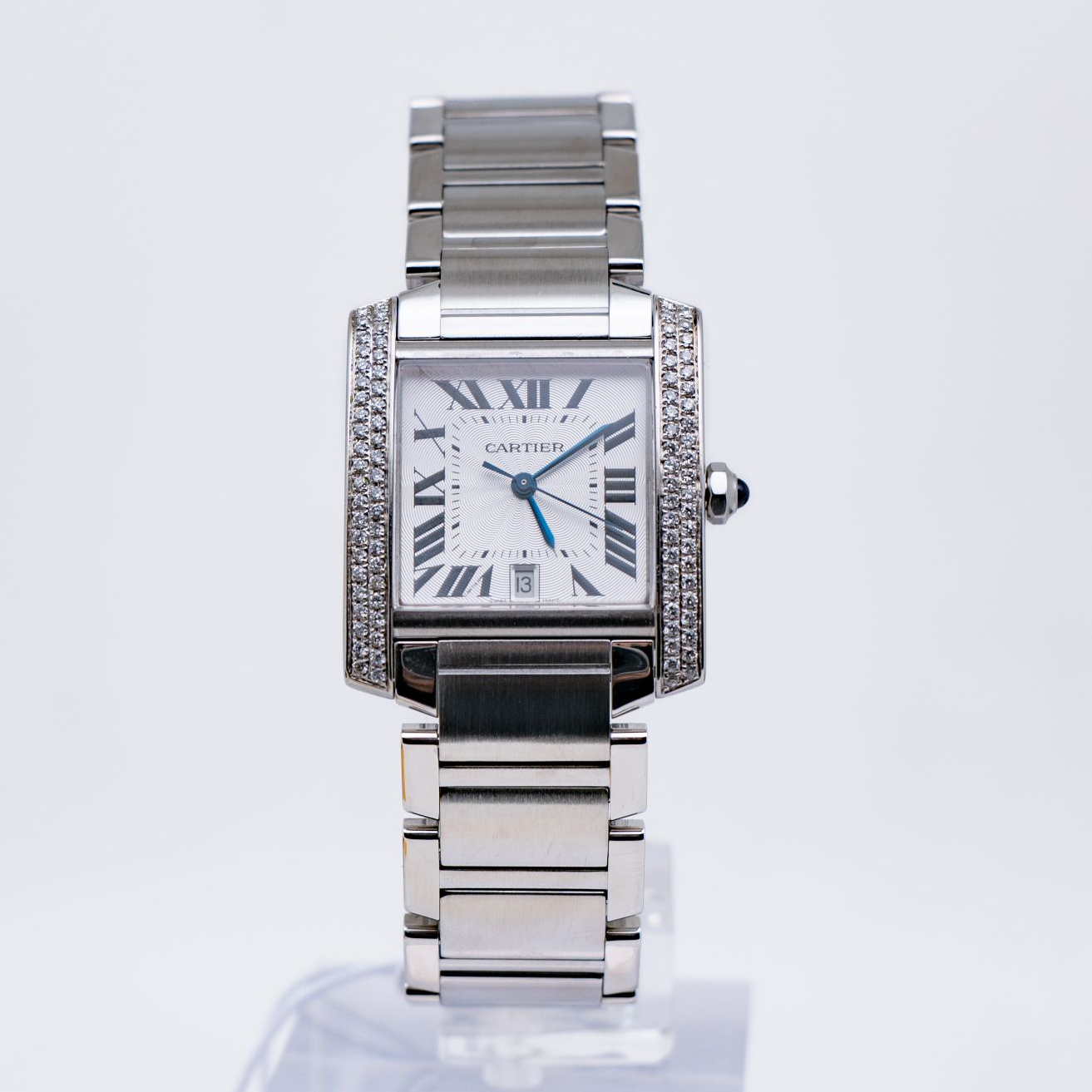 99新 Cartier/卡地亚 坦克 W51002Q3 33X28 精钢 女款 后钻  单表