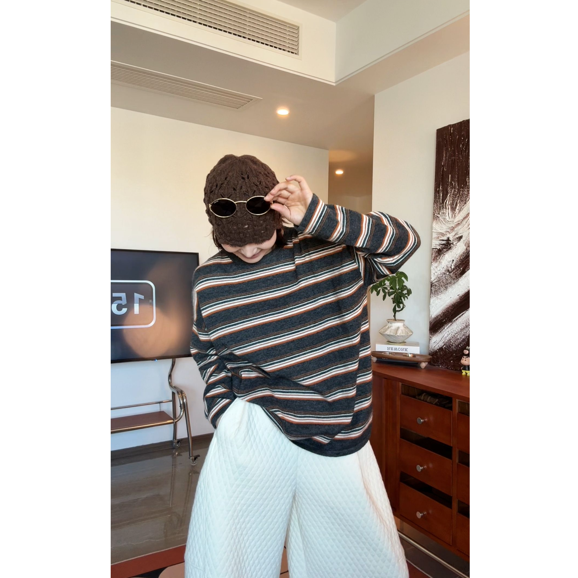 羊毛混纺条纹毛衫