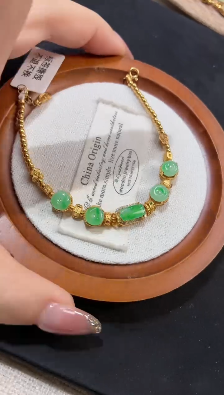 吊坠(不含链)银S925镶嵌翡翠手链