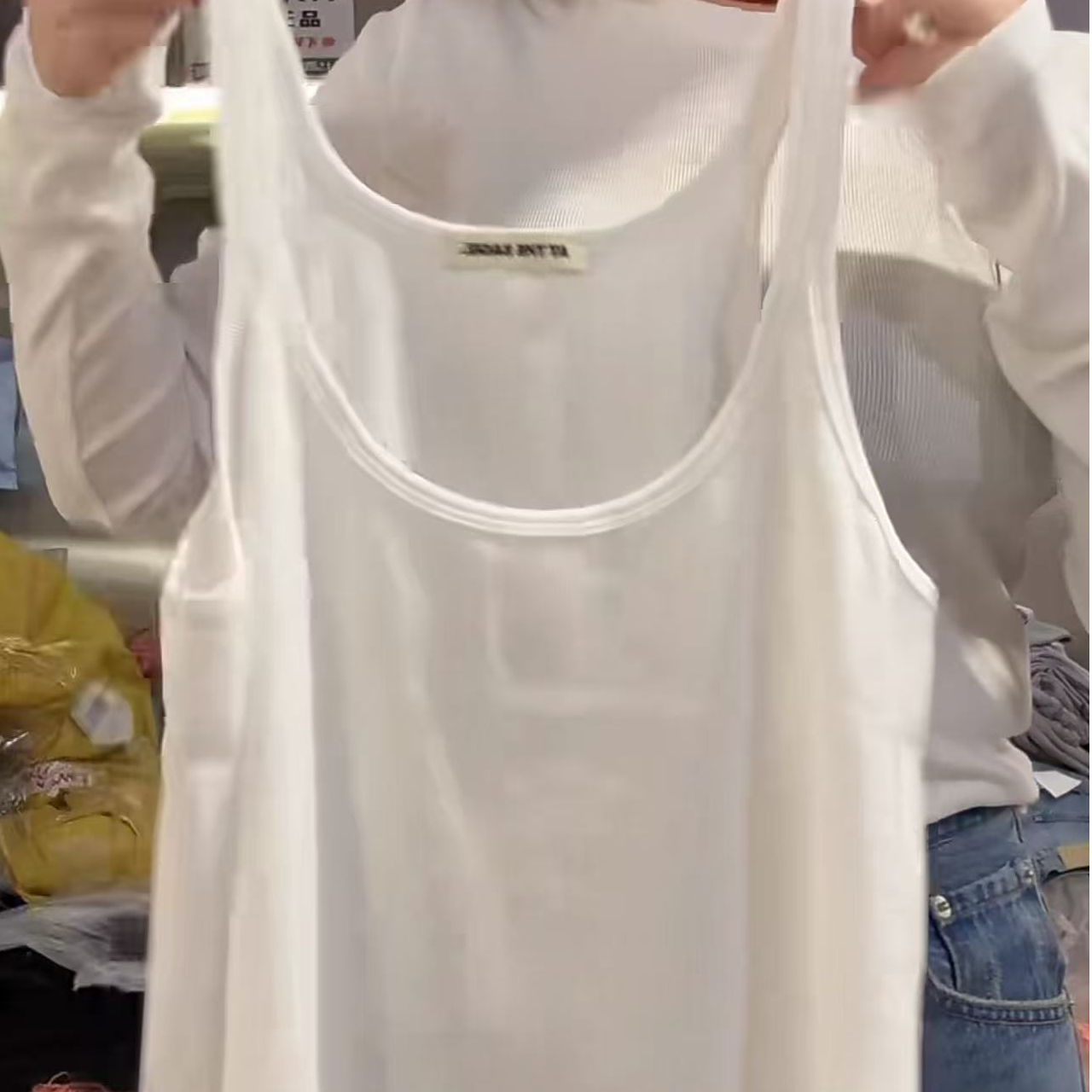 喜喜家AT白色/黑色吊带长袖链接拍