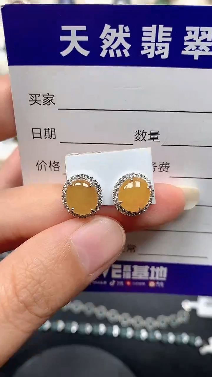 银S925镶嵌翡翠耳饰133