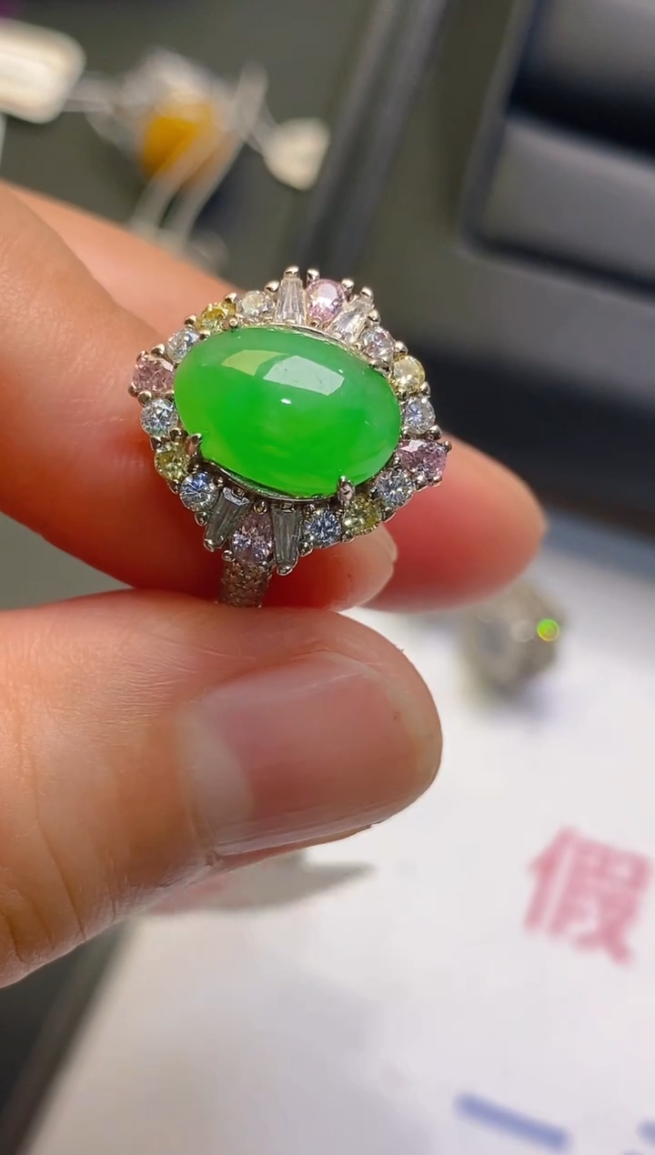 【闪购商品】翡翠耳饰银S925镶嵌天然A货翡翠1