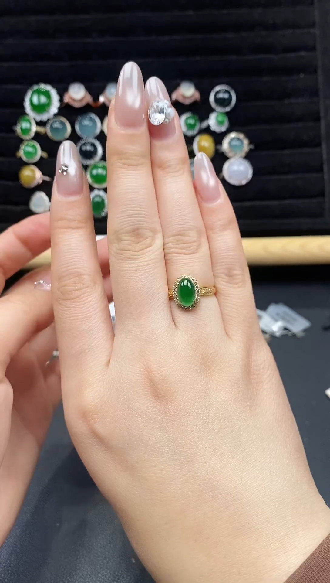 银S925镶嵌戒指翡翠111