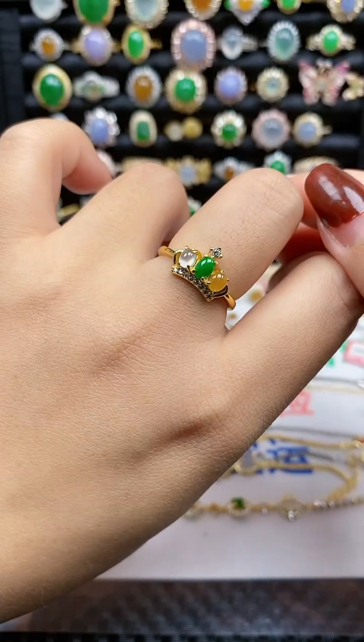 银S925镶嵌戒指翡翠266