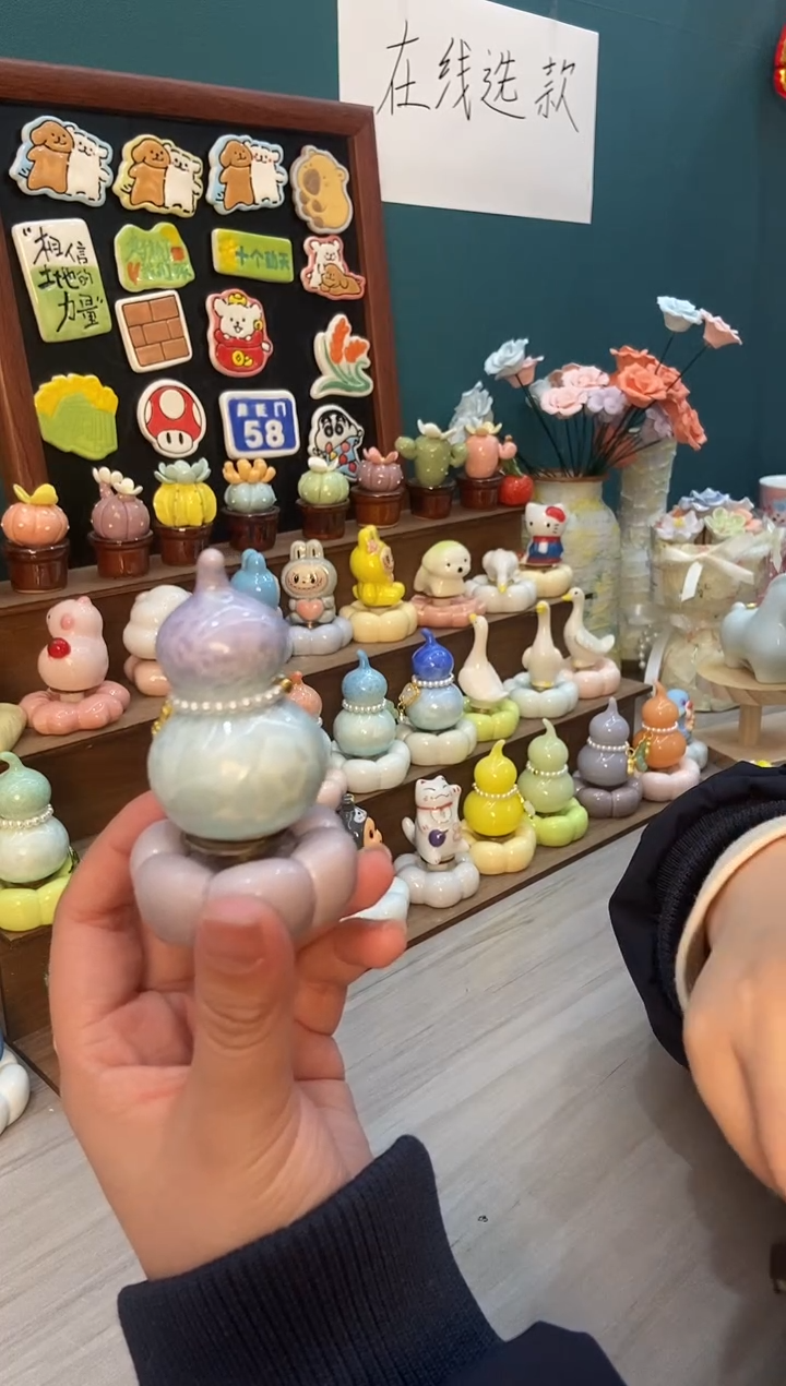 摆件陶紫色葫芦景德镇陶瓷摆件1个装