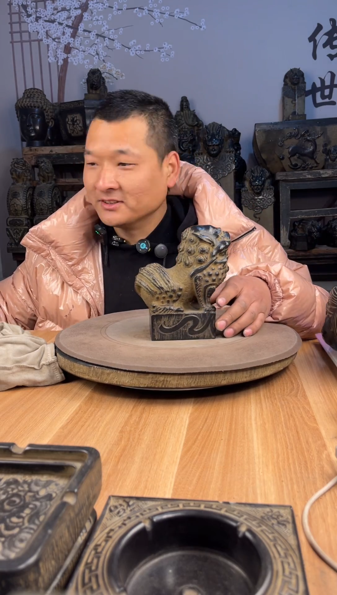 石材青石仿古17公分关中狮子一对