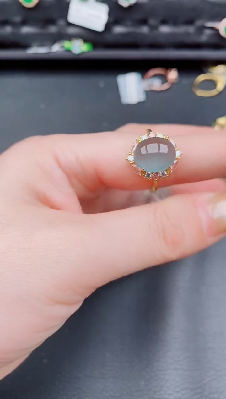 【闪购商品】翡翠戒指银S925镶嵌天然a货翡翠306