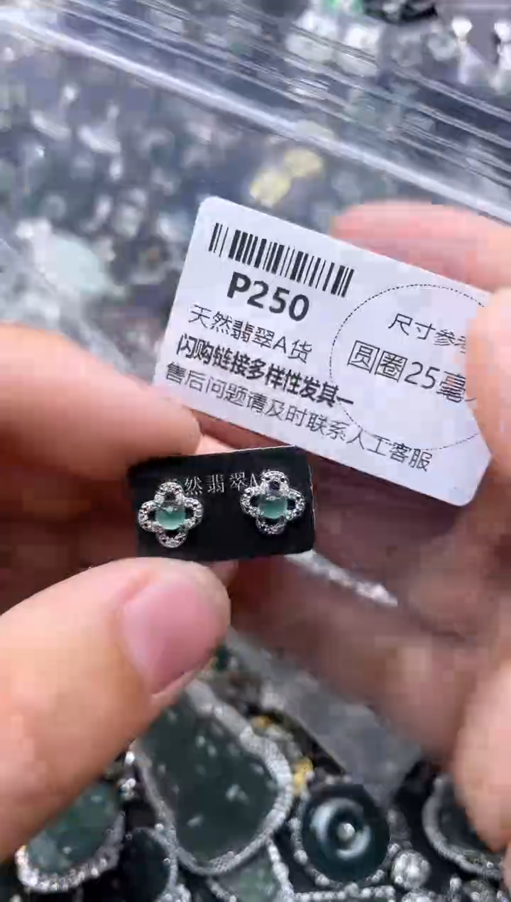 【闪购商品】翡翠颈饰未镶嵌P250耳钉