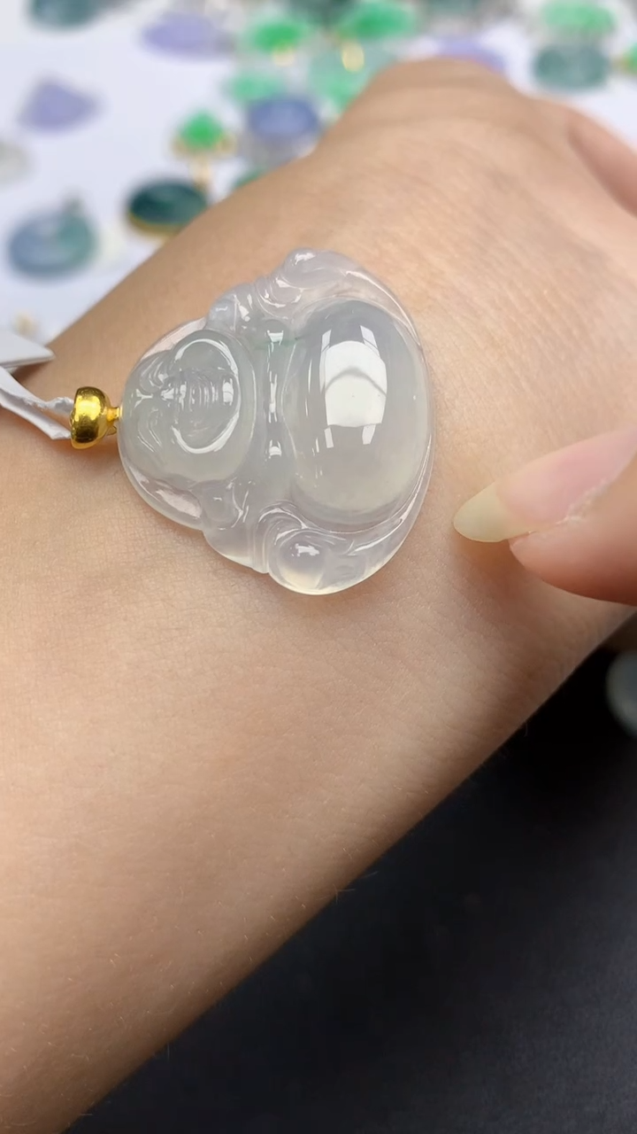 颈饰18K金镶嵌翡翠天然缅甸a货翡翠百元以上9元证书费自理