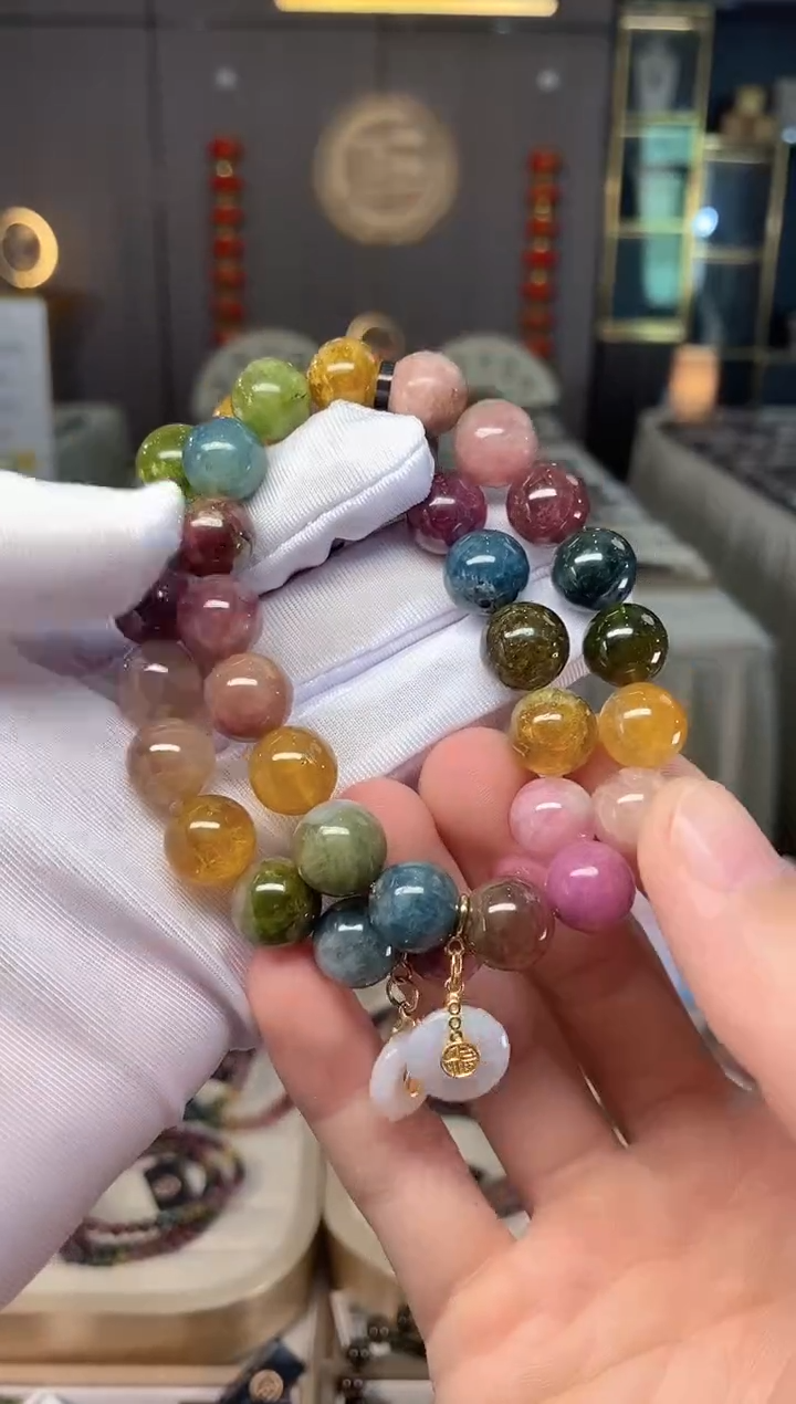 未镶嵌老矿碧玺色标彩虹单圈手串11mm+碧玺多样性发货一条xion