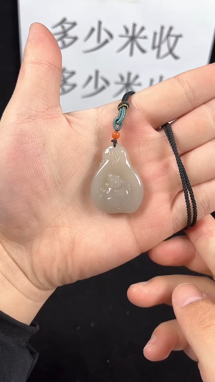 【闪购商品】和田玉颈饰未镶嵌藕粉雕刻佛公吊坠