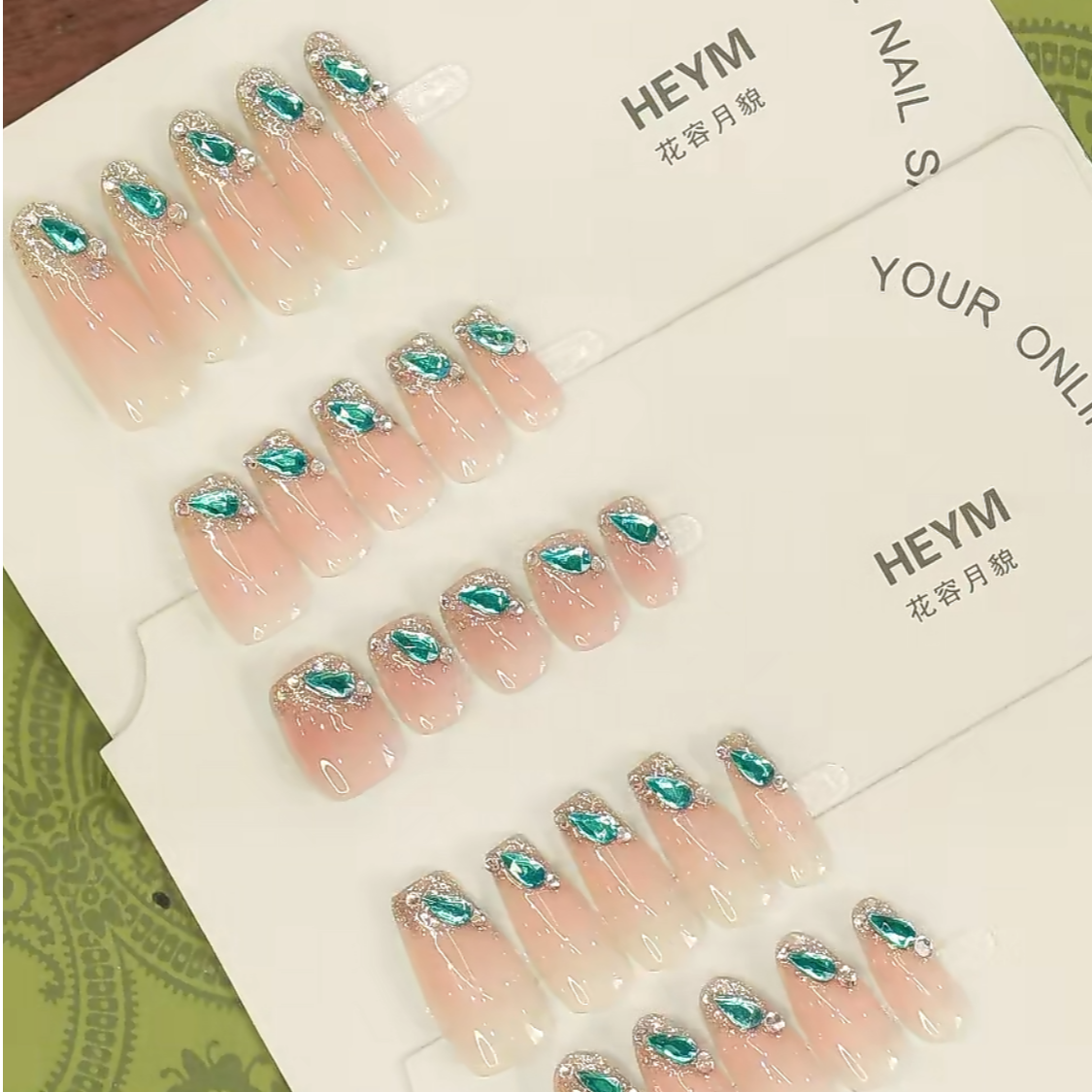 【蓝泪滴】4-甲公子 高定美甲设计款 轻奢蓝钻穿戴甲  10片 可拆卸