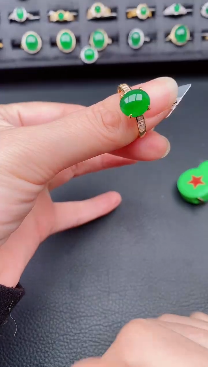 银S925镶嵌戒指翡翠天然a货翡翠37