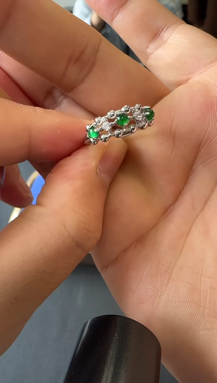 【闪购商品】翡翠戒指银S925镶嵌银镶