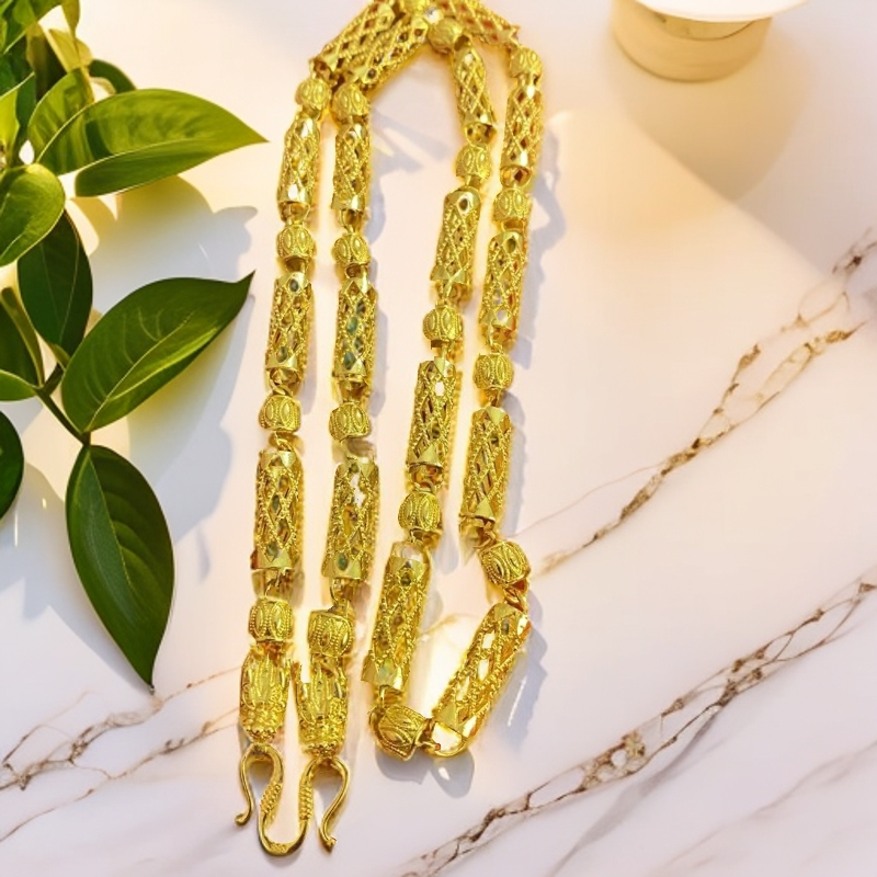 合金项链 【专柜同款】经典竹节镂空项链时尚潮流百搭金色不掉色