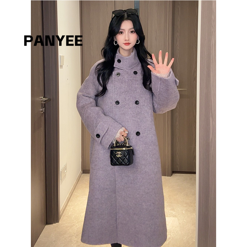 伊迪卡双面羊毛大衣中长款宽松气质百搭高贵韩系慵懒韩系秋冬新款