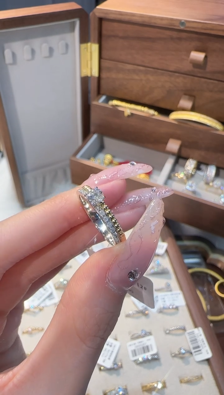 【闪购商品】钻石戒指/指环18K金镶嵌黄白分色钻戒12#13#16#