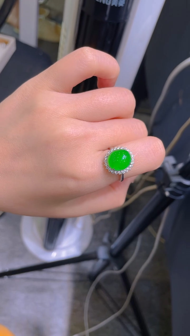 翡翠18K金镶嵌吊坠(不含链)A62